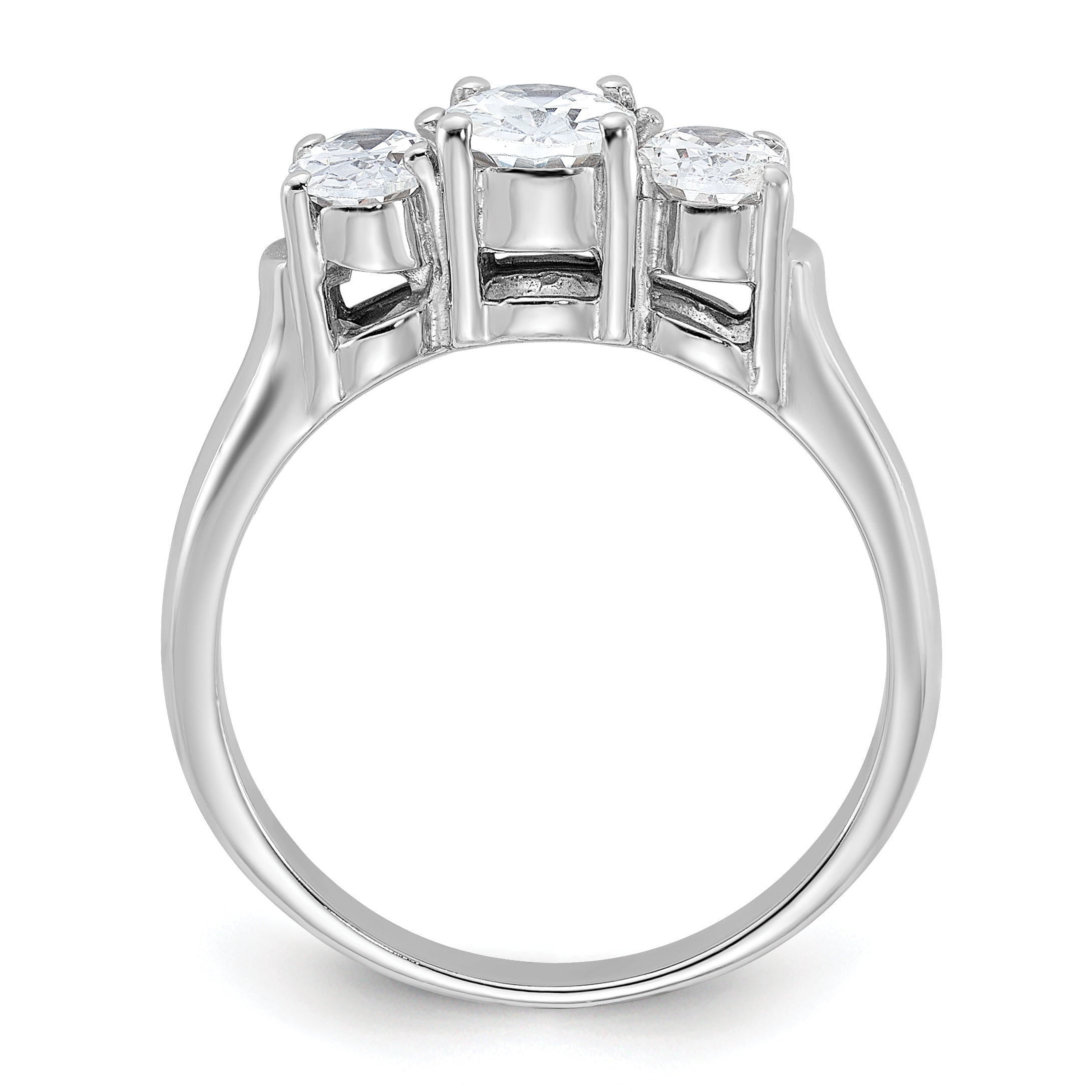 Sterling Silver Rhodium-plated 3 Stone CZ Ring