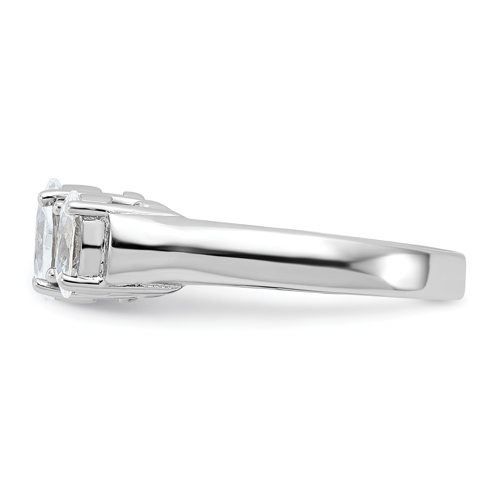 Sterling Silver Rhodium-plated 3 Stone CZ Ring