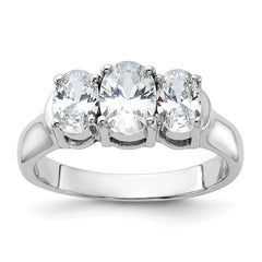 Sterling Silver Rhodium-plated 3 Stone CZ Ring