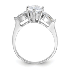 Sterling Silver Rhodium-plated Marquise Center CZ Ring