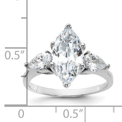 Sterling Silver Rhodium-plated Marquise Center CZ Ring