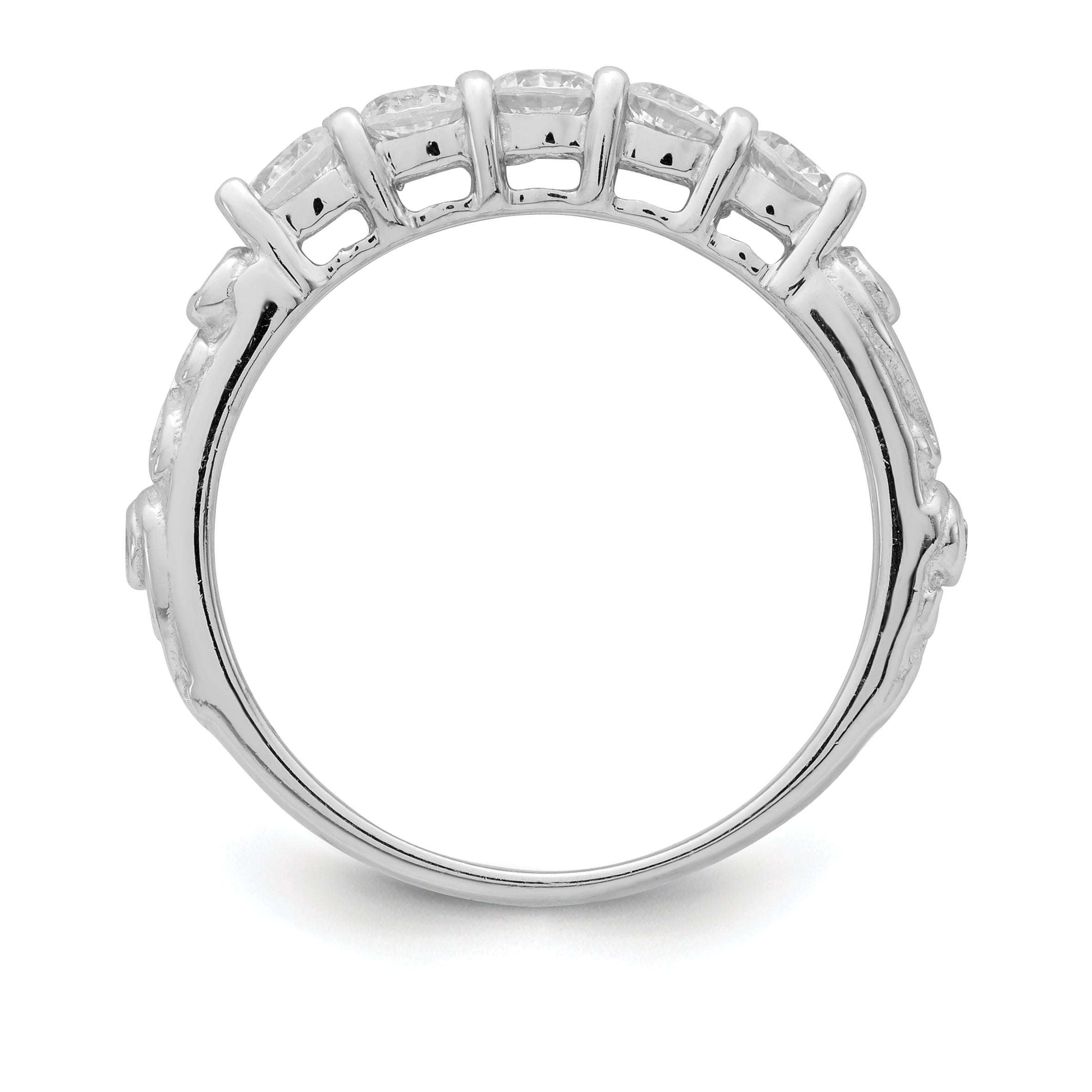 Sterling Silver Rhodium-plated 2-piece CZ Wedding Ring