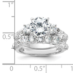 Sterling Silver Rhodium-plated 2-piece CZ Wedding Ring