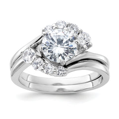 Sterling Silver Rhodium-plated 2-piece CZ Wedding Ring Set