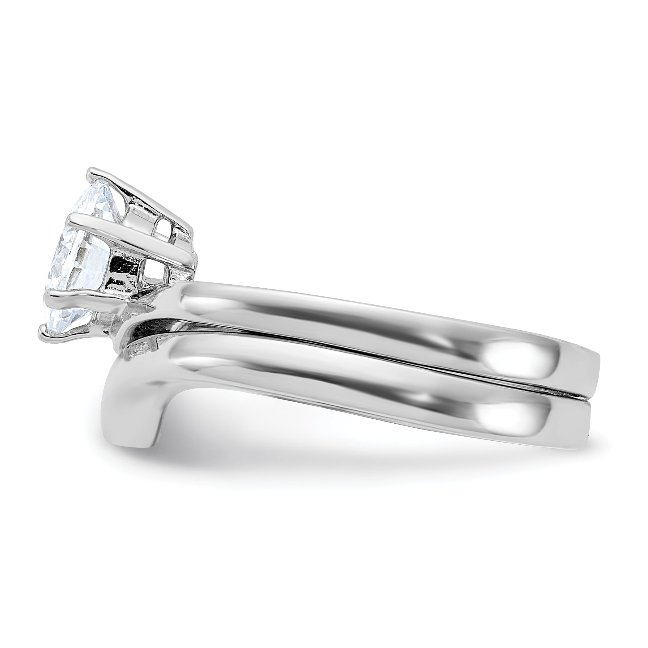 Sterling Silver Rhodium-plated 2-piece CZ Wedding Ring Set