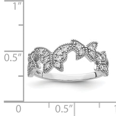 Sterling Silver Rhodium-plated Butterfly CZ Ring