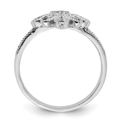 Sterling Silver Rhodium-plated CZ Fleur-de-lis Ring