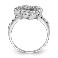 Sterling Silver Polished CZ Open Heart Ring