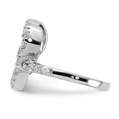 Sterling Silver Polished CZ Open Heart Ring