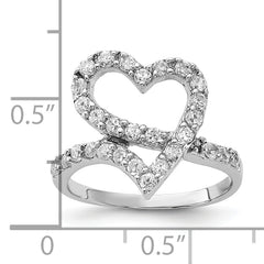 Sterling Silver Polished CZ Open Heart Ring