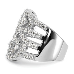 Sterling Silver Polished Floral CZ Ring