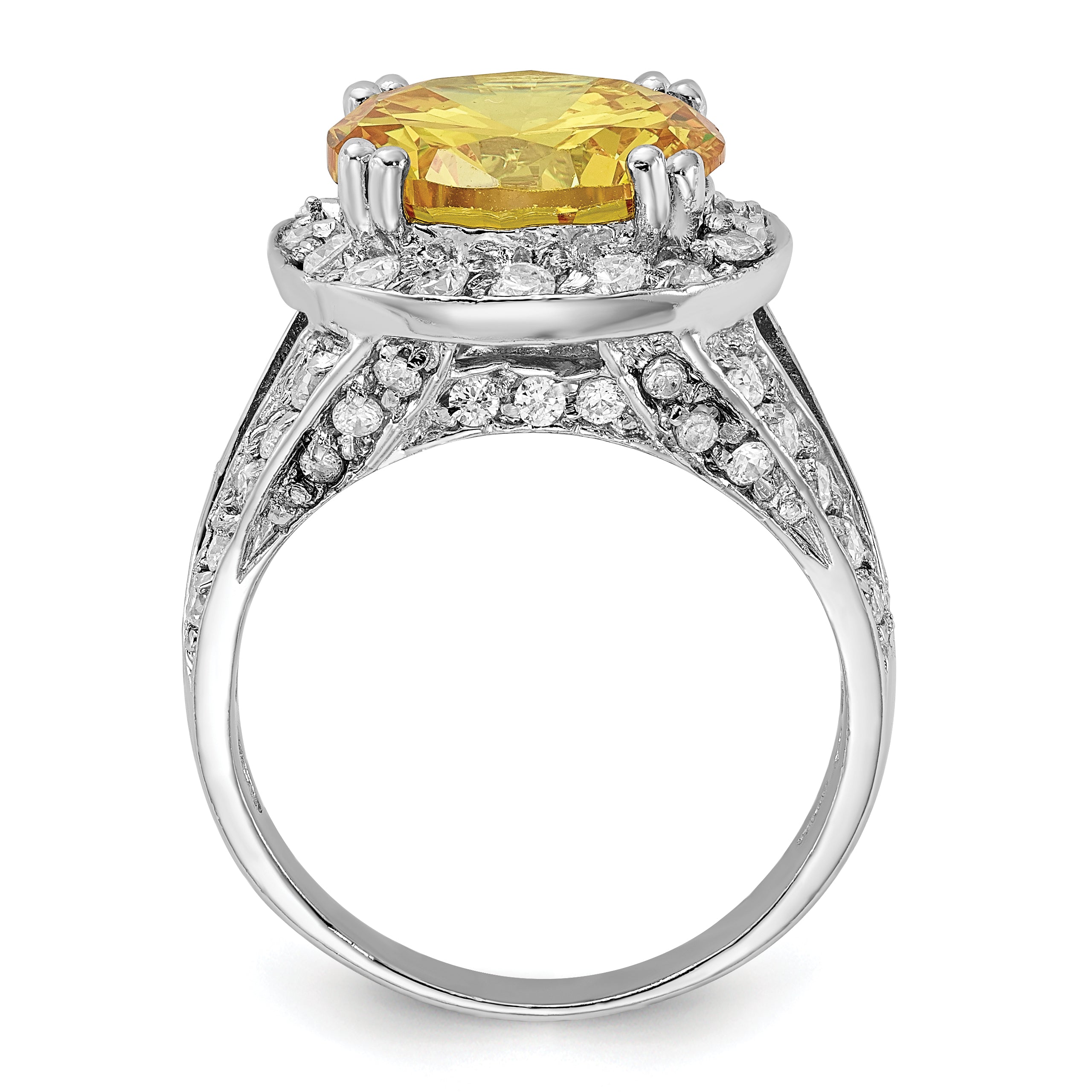 Sterling Silver Polished Yellow & Clear CZ Ring