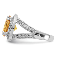 Sterling Silver Polished Yellow & Clear CZ Ring