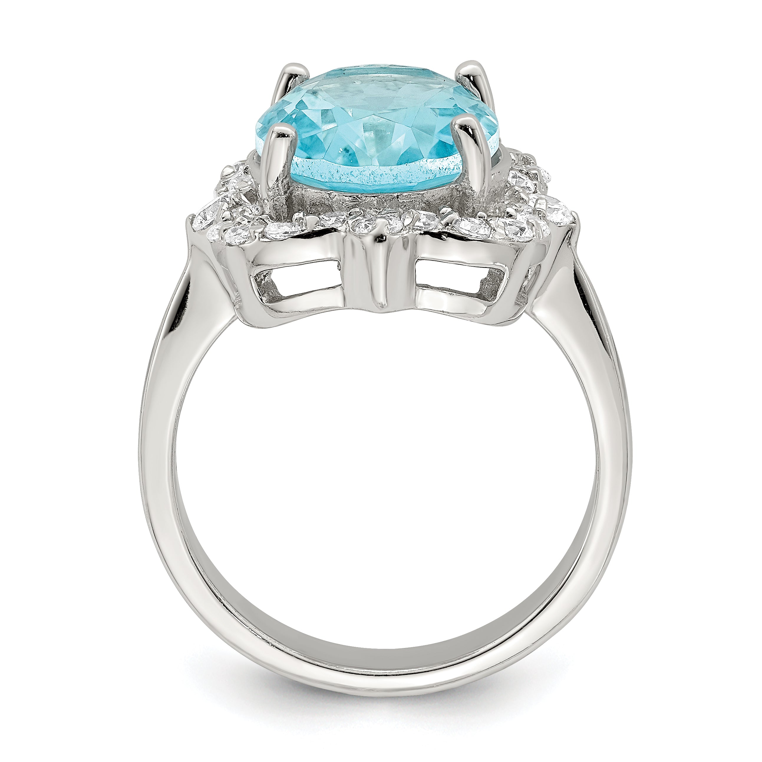 Sterling Silver Blue & Clear CZ Ring