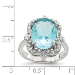 Sterling Silver Blue & Clear CZ Ring