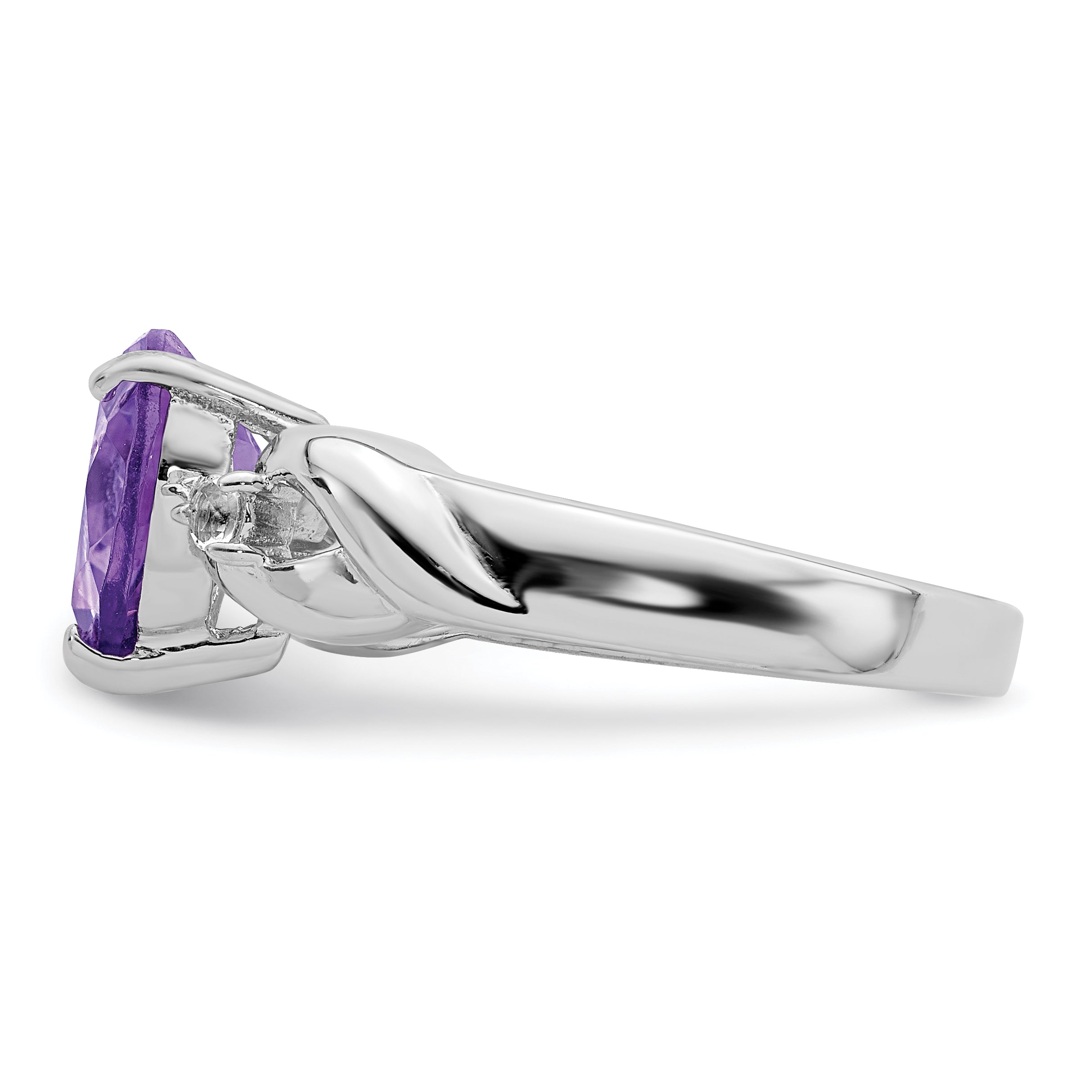 Sterling Silver Lavender CZ Heart Ring