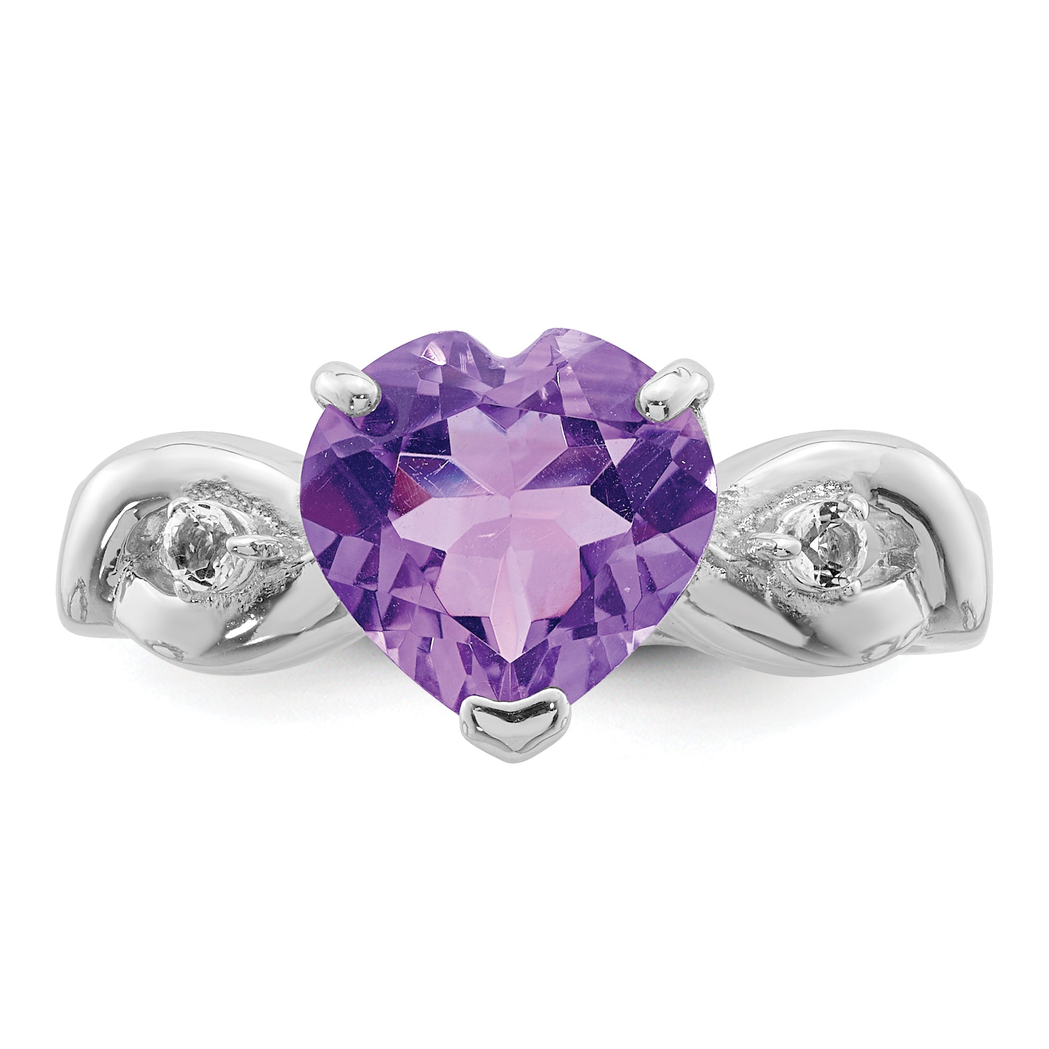 Sterling Silver Lavender CZ Heart Ring