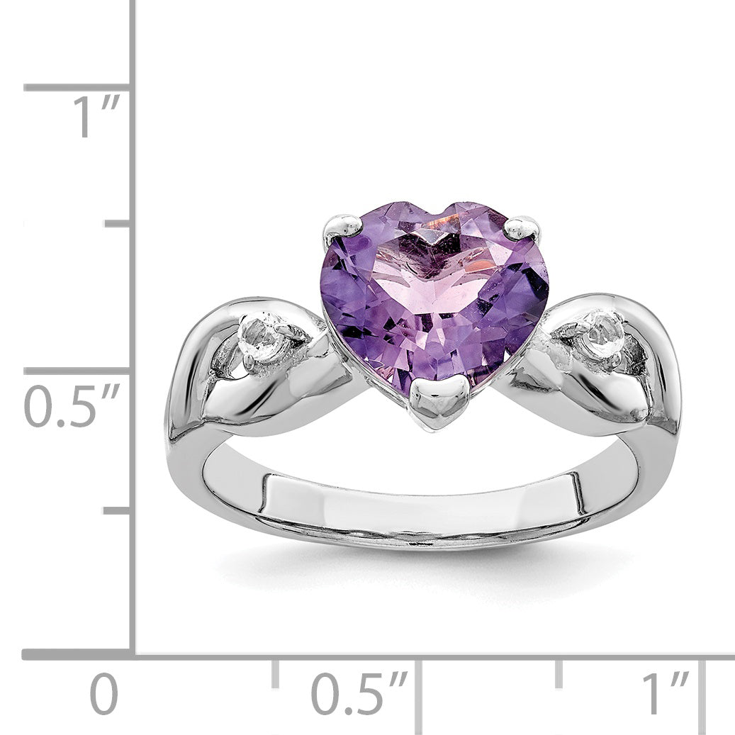 Sterling Silver Lavender CZ Heart Ring