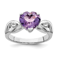 Sterling Silver Lavender CZ Heart Ring