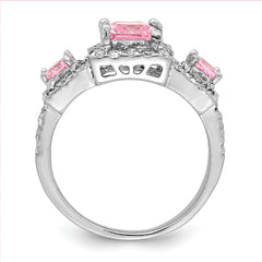 Sterling Silver Pink Square CZ Ring