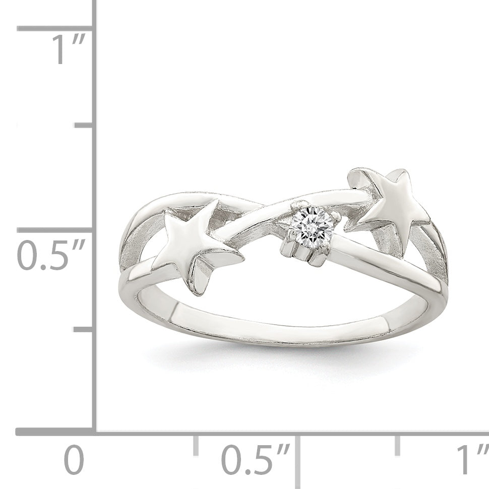 Sterling Silver CZ Star Ring