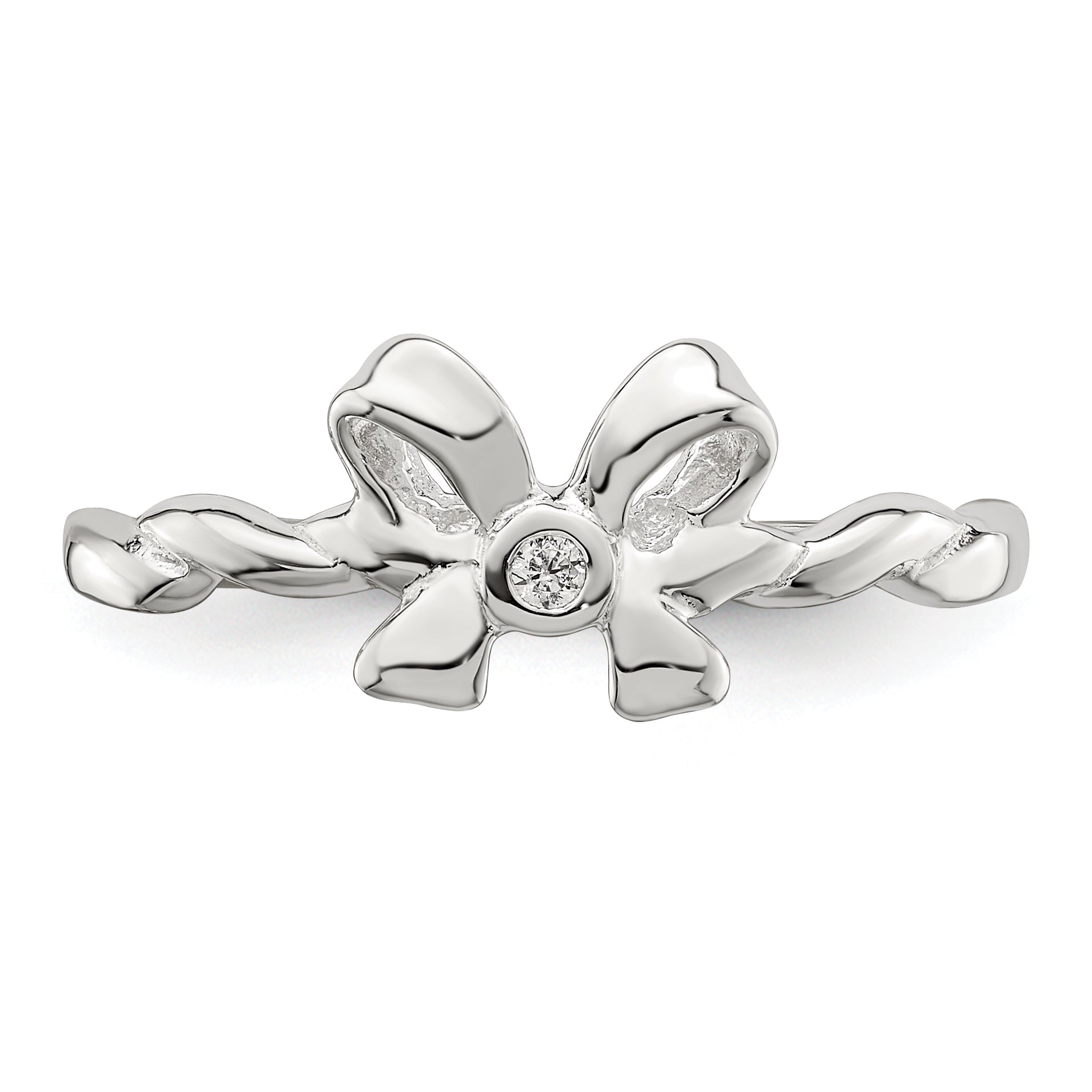 Sterling Silver CZ Bow Ring