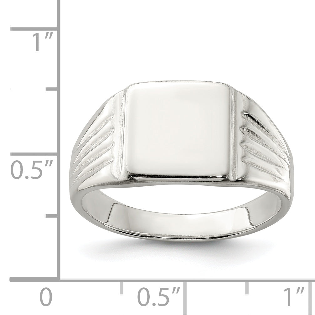 Sterling Silver 11x11mm Open Back Signet Ring