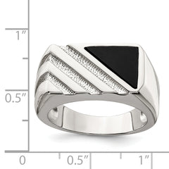 Sterling Silver Rhodium-plated Men's Onyx Ring