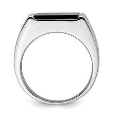 Sterling Silver Rhodium-plated Men's Onyx Ring