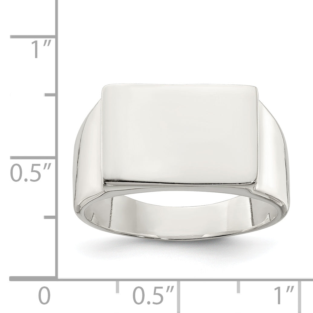 Sterling Silver 11x15mm Closed Back Signet Ring