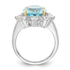 Sterling Silver & 14K Accent Sky Blue & White Topaz Ring