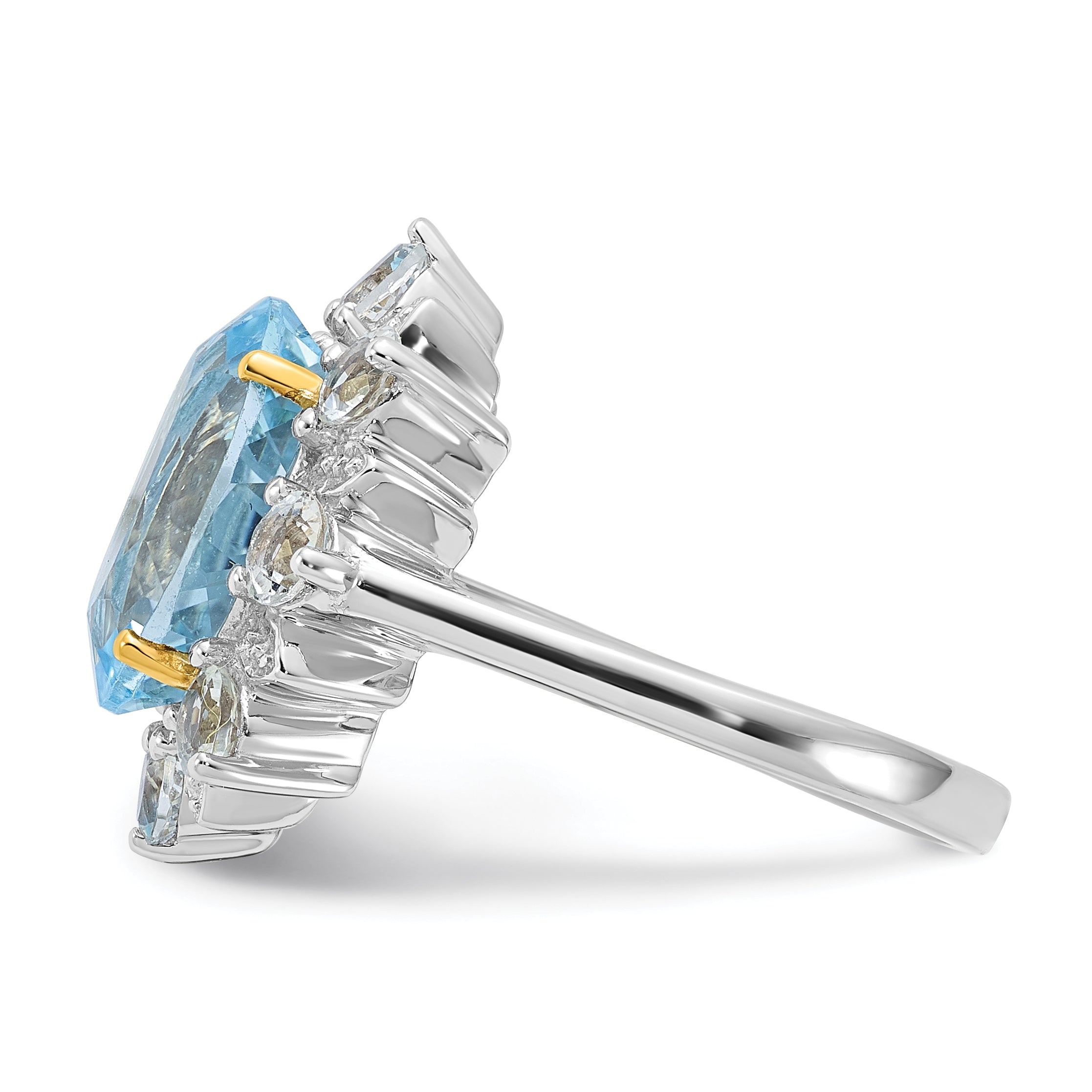 Sterling Silver & 14K Accent Sky Blue & White Topaz Ring