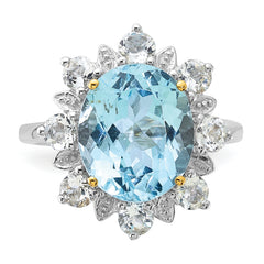 Sterling Silver & 14K Accent Sky Blue & White Topaz Ring