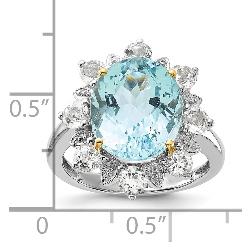 Sterling Silver & 14K Accent Sky Blue & White Topaz Ring