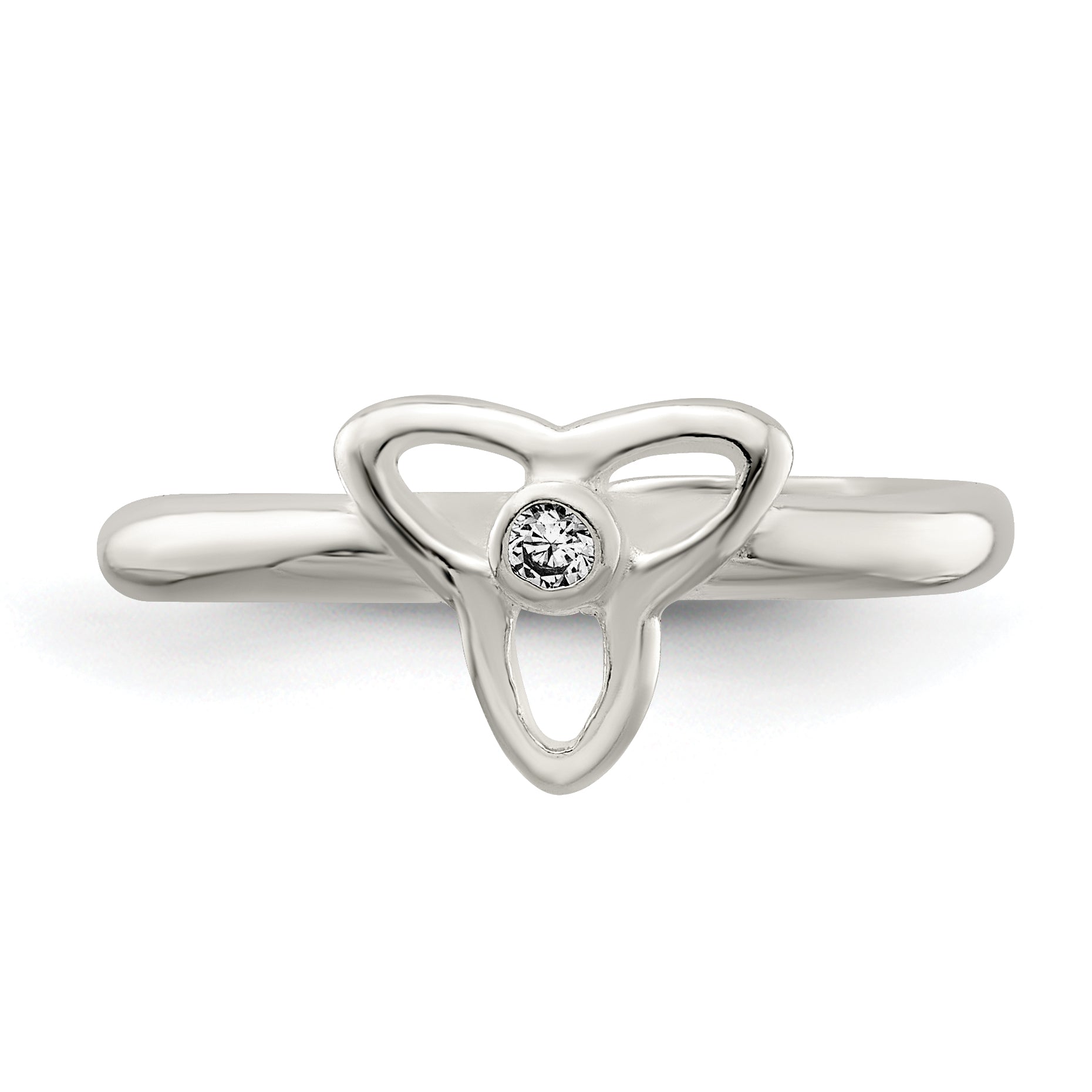 Sterling Silver CZ Polished Trinity Toe Ring