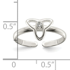 Sterling Silver CZ Polished Trinity Toe Ring