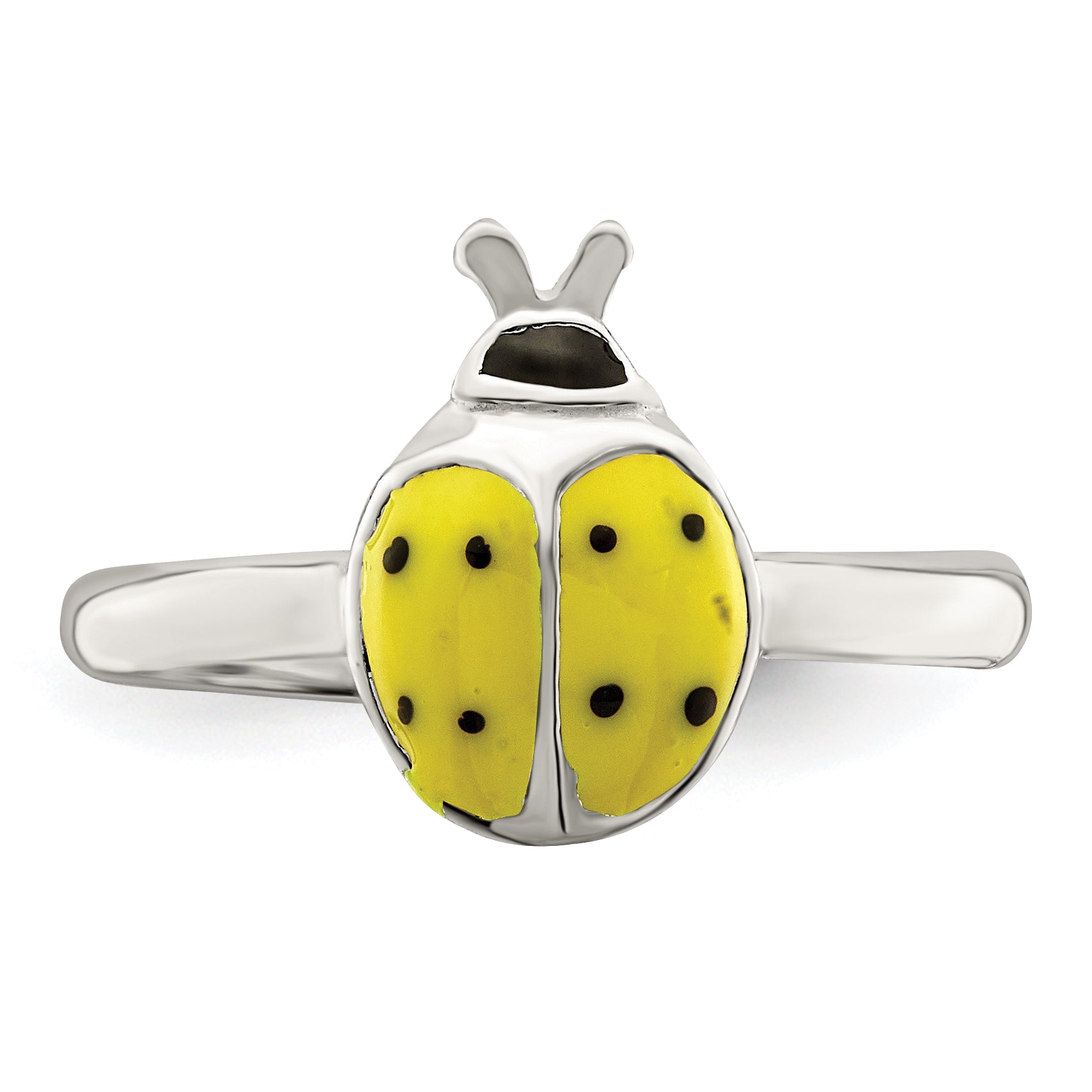 Sterling Silver Enameled & Polished Lady Bug Toe Ring