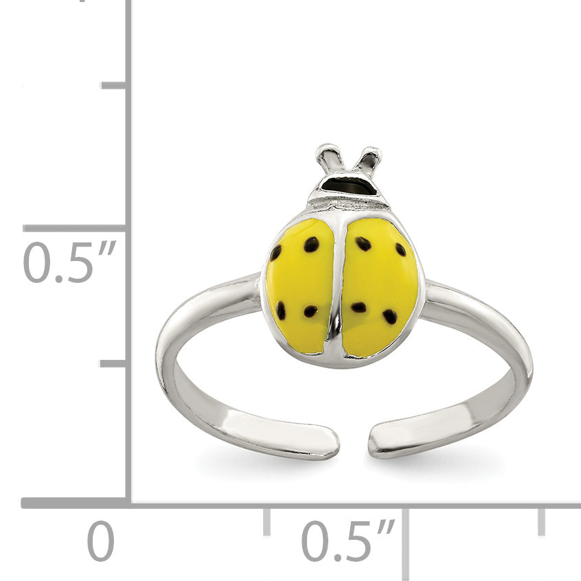 Sterling Silver Enameled & Polished Lady Bug Toe Ring