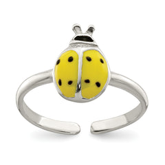 Sterling Silver Enameled & Polished Lady Bug Toe Ring