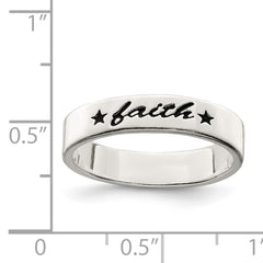 Sterling Silver Antiqued & Polished Faith Ring