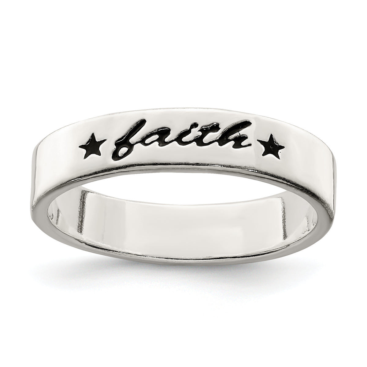 Sterling Silver Antiqued & Polished Faith Ring