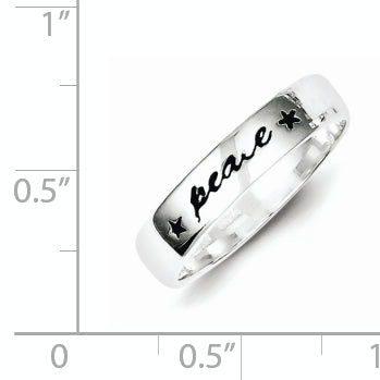 Sterling Silver Antiqued & Polished Peace Ring