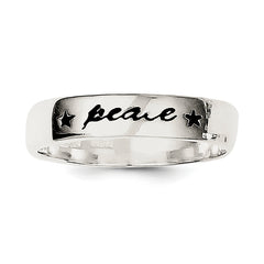 Sterling Silver Antiqued & Polished Peace Ring