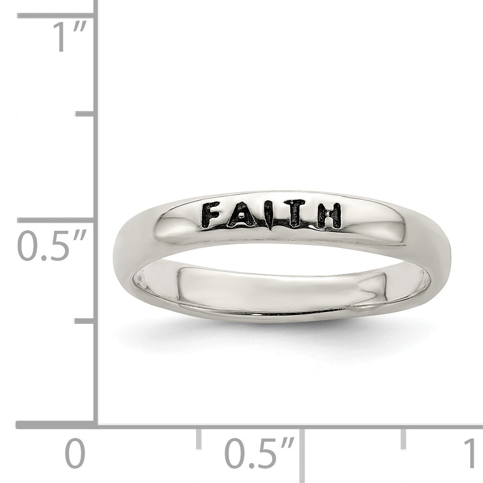 Sterling Silver Antiqued and Polished Faith Ring