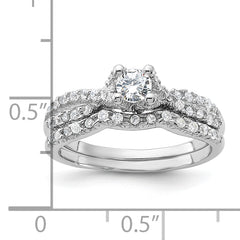 Sterling Silver Rhodium-plated 2-Piece CZ Wedding Set Ring