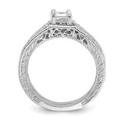 Sterling Silver Rhodium-plated 2-Piece CZ Wedding Set Ring