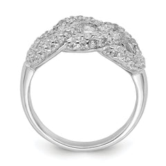 Sterling Silver Polished Three Interlocking CZ Circles Ring