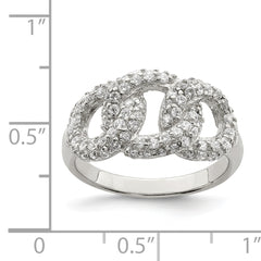 Sterling Silver Polished Three Interlocking CZ Circles Ring