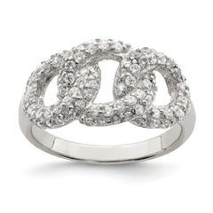 Sterling Silver Polished Three Interlocking CZ Circles Ring