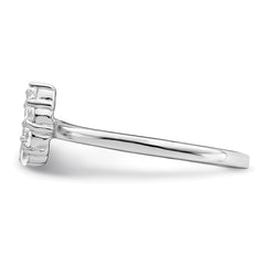 Sterling Silver Rhodium-plated Polished U Shaped Clear CZ Ring